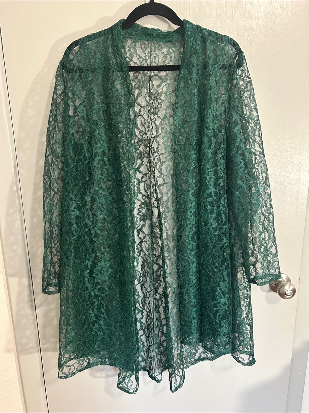 Emerald Green Fairy Lace Open Front Duster Kimono Cardigan Whimsigoth Boho